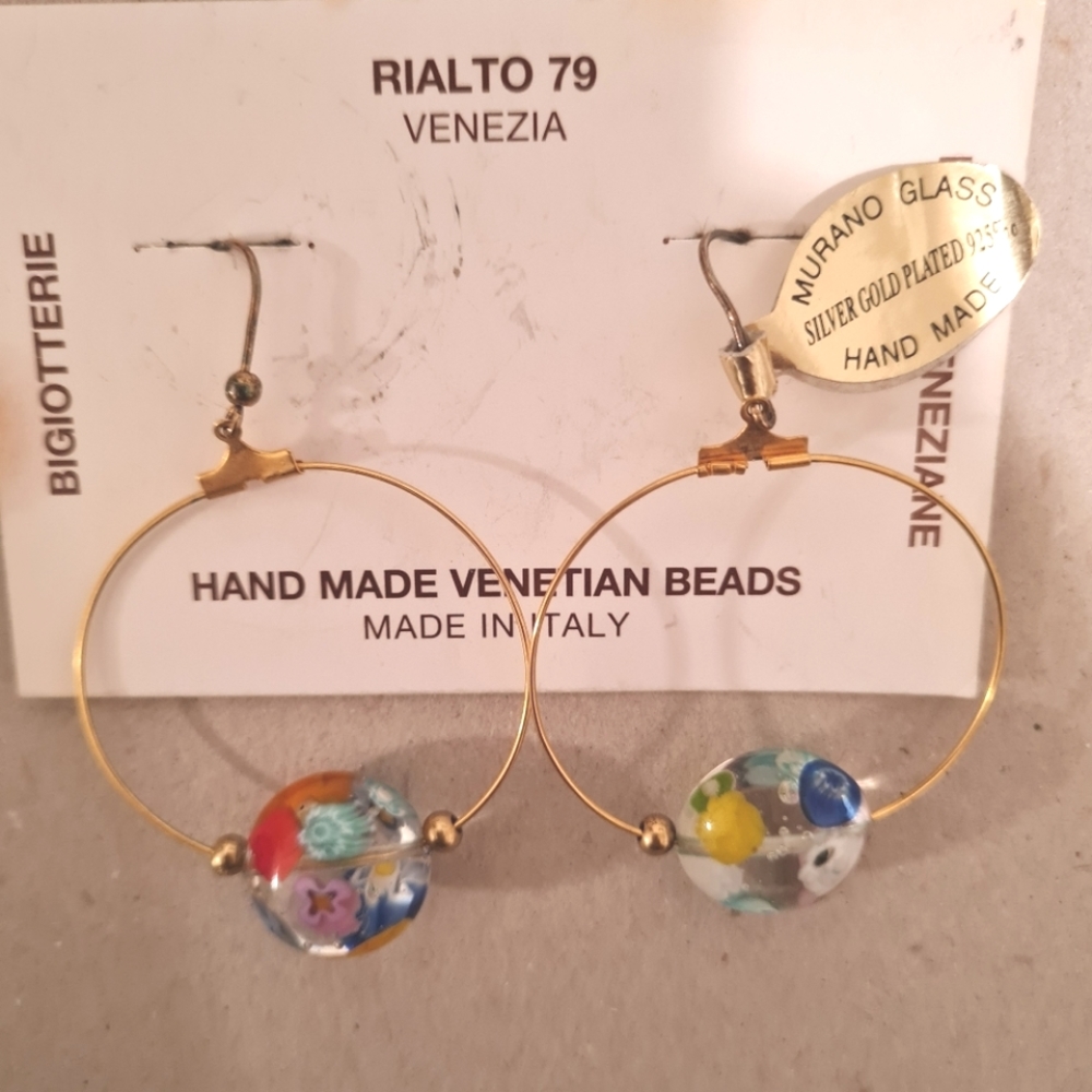 Venetian Bead Hoop Earrings